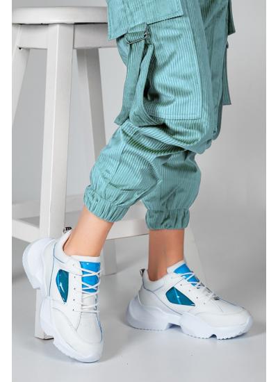 Abella Beyaz Mavi Şeffaf Kadın Spor Ayakkabı