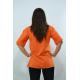Berfield Baskılı Duble Kol Yırtmaçlı Oversize Kadın T-Shirt Turuncu