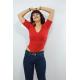 Kadın Organze Kol Çıtçıtlı Bluz Kırmızı