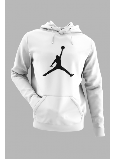 Air Jordan 02 Beyaz NBA Erkek Kapşonlu Sweatshirt - Hoodie