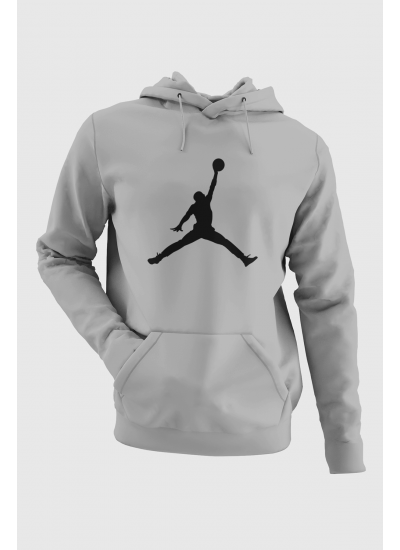 Air Jordan 02 Gri NBA Erkek Kapşonlu Sweatshirt - Hoodie