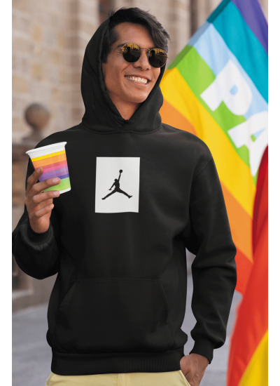 Air Jordan 09 Siyah NBA Erkek Kapşonlu Sweatshirt - Hoodie