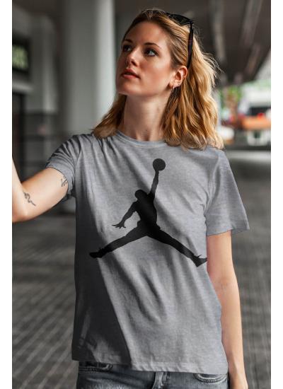 Air Jordan Gri NBA Kadın Boyfriend Tshirt - Tişört