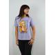 Kız Figürlü İşlemeli Emojili Kadın T-Shirt Mor