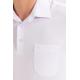 Çizgi Triko Erkek Polo Yaka Tişört Düz Renk Günlük Cep Detaylı - Beyaz