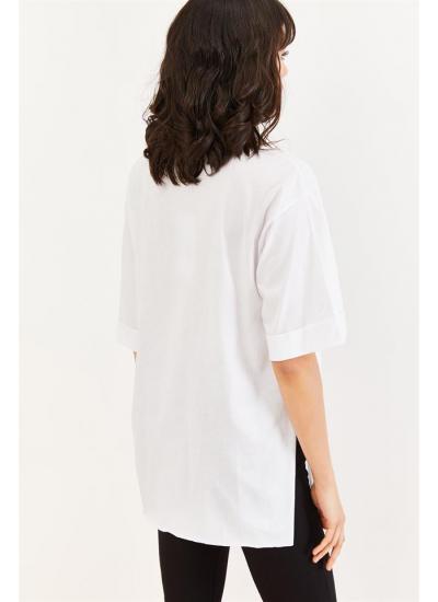 Kadın Beyaz Baskılı T-Shirt
