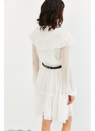 Kadın Beyaz Günlük Şifon Elbise