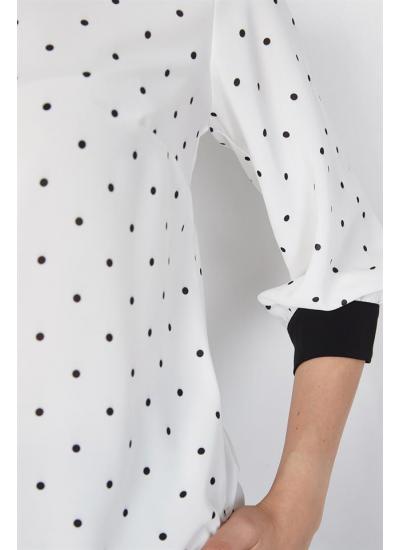 Kadın Beyaz Puantiye Desenli Bluz