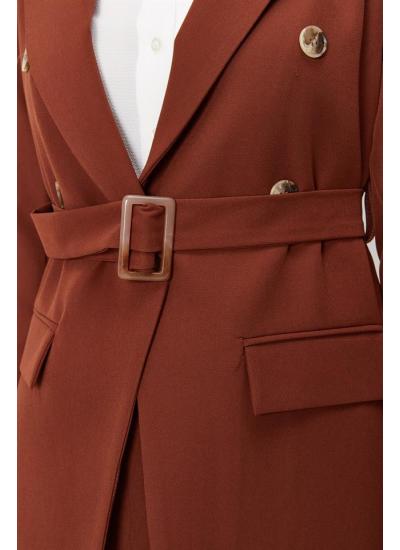 Kadın Kahverengi Toka Detaylı Ceket
