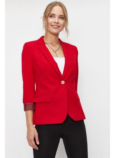 Kadın Kırmızı Çizgi Detaylı Ceket