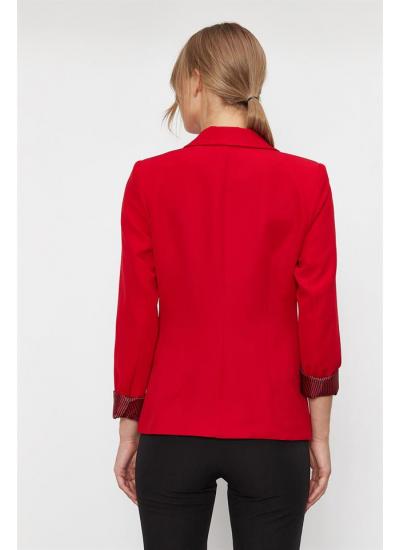 Kadın Kırmızı Çizgi Detaylı Ceket