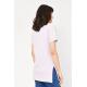 Kadın Lila V Yakalı Yanları Yırtmarçlı Uzun Basic T-Shirt