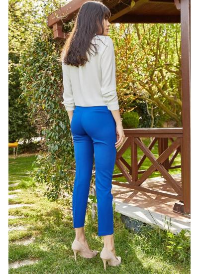 Kadın Mavi Beli Tokalı Pantolon