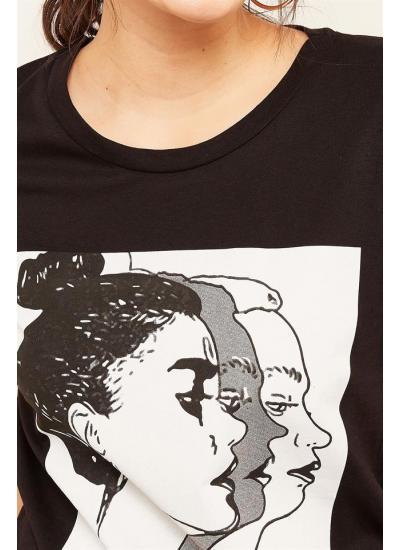 Kadın Siyah Baskılı T-Shirt