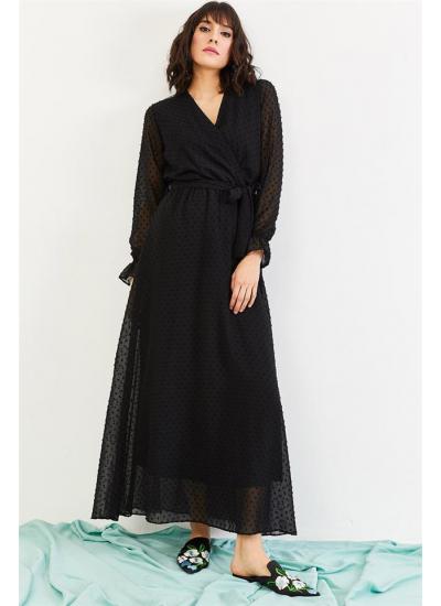 Kadın Siyah Uzun Şifon Elbise