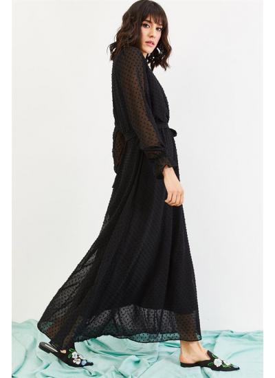 Kadın Siyah Uzun Şifon Elbise