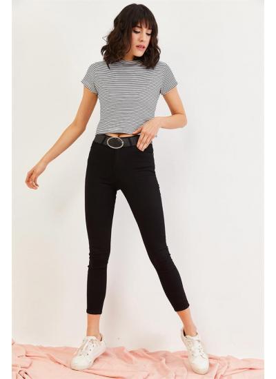 Kadın Siyah Yüksek Bel Skinny Jeans