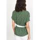 Kadın Yeşil Küçük Puantiye Detaylı Bluz