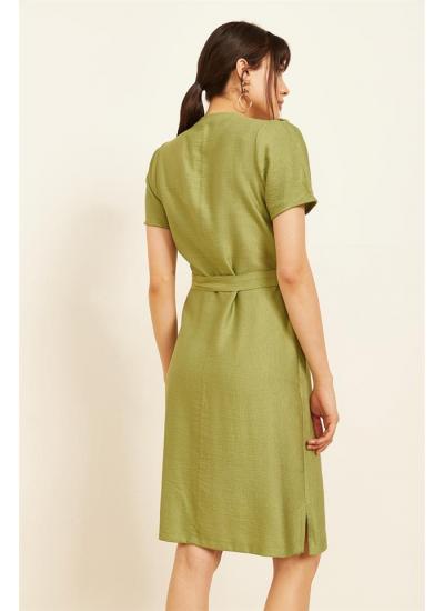 Kadın Yeşil Kuşaklı Kadın Elbise